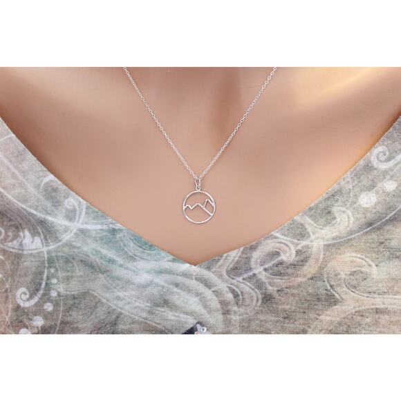 Sterling Silver Wire Mountain Charm Necklace, Silver Wire Mountain Charm - Picture 2 of 3